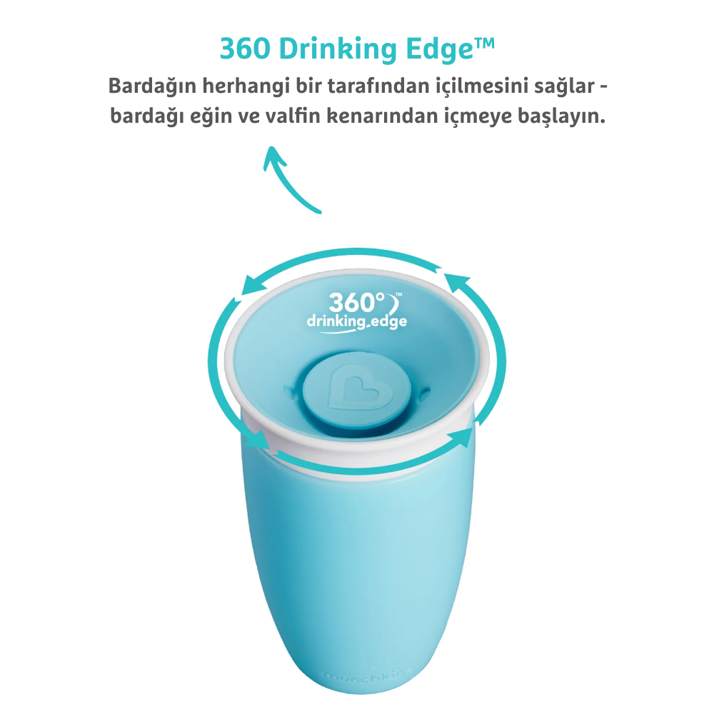 Munchkin Mucize 360° Alıştırma Bardağı, 12ay+, 296ml Mavi