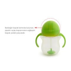 Munchkin Tıklama Uçlu Alıştırma Bardağı Yedek Kapak 6ve12 ay ile uyumludur -Yeşil