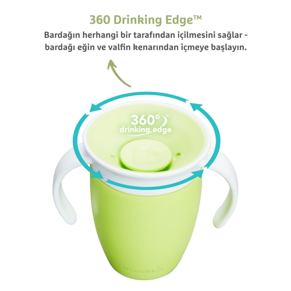 Munchkin Mucize  360° Alıştırma Bardağı, 6ay+, 207ml, Yeşil, 1 Adet