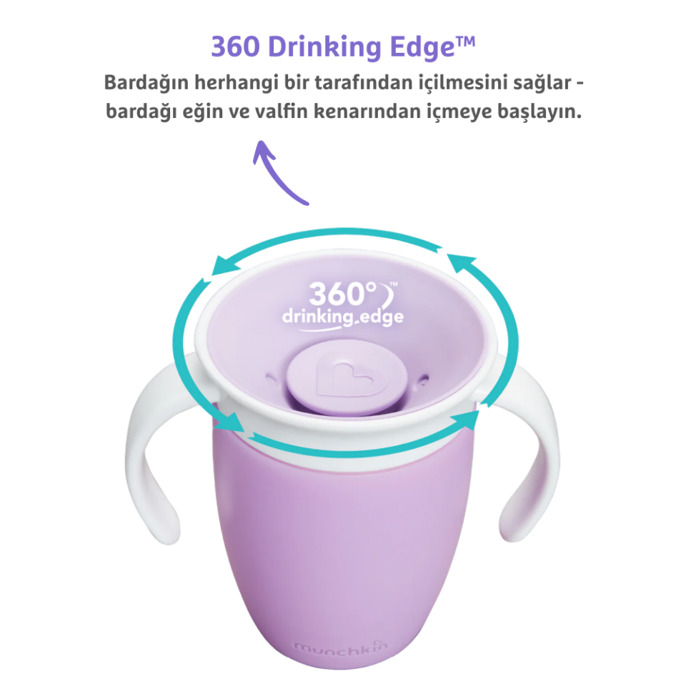 Munchkin Mucize  360° Alıştırma Bardağı, 6ay+, 207ml, Mor, 1 Adet