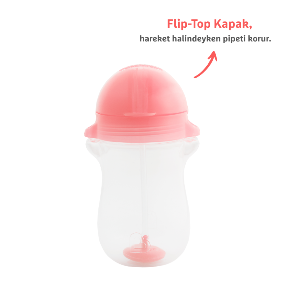 Munchkin Tıklama Kilitli Uçlu Pipetli Alıştırma Bardağı, 12ay+, 296ml, Pembe, 1 Adet