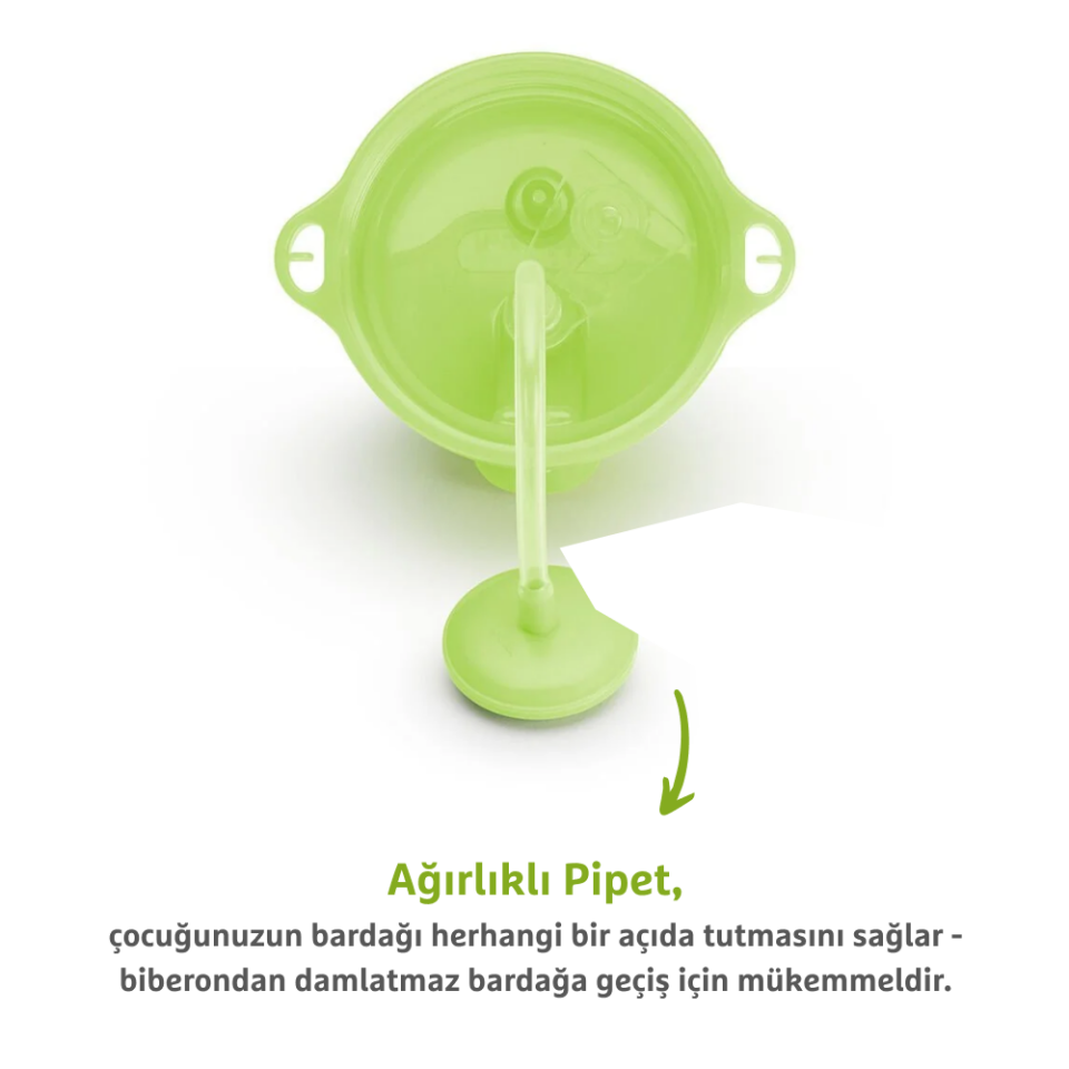 Munchkin Tıklama Kilitli Uçlu Pipetli Alıştırma Bardağı, 12ay+, 296ml, Yeşil, 1 Adet
