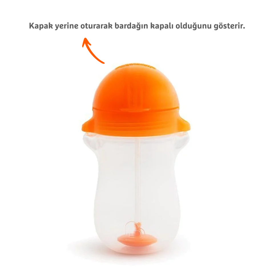 Munchkin Tıklama Kilitli  Uçlu Alıştırma Bardağı, 12ay+, 296ml, Turuncu, 1 Adet