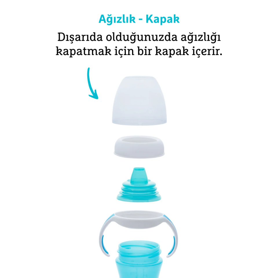 Munchkin Duyarlı Geçiş Bardağı | 9 Ay+ Bebekler İçin | 296 ml | Sızdırmaz & Kolay Tutulan Tasarım | Mavi