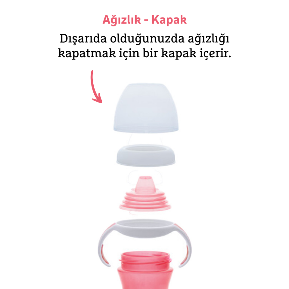 Munchkin Duyarlı Geçiş Bardağı | 9 Ay+ Bebekler İçin | 296 ml | Sızdırmaz & Kolay Tutulan Tasarım | Pembe