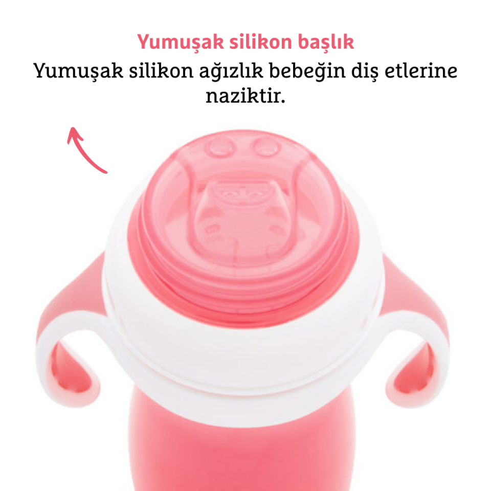 Munchkin Duyarlı Geçiş Bardağı | 9 Ay+ Bebekler İçin | 296 ml | Sızdırmaz & Kolay Tutulan Tasarım | Pembe