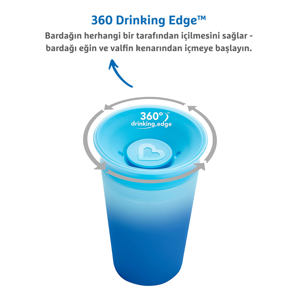 Munchkin Mucize 360° Renk Değiştiren Bardak – 266 ml, 12 Ay+, BPA İçermez, Mavi
