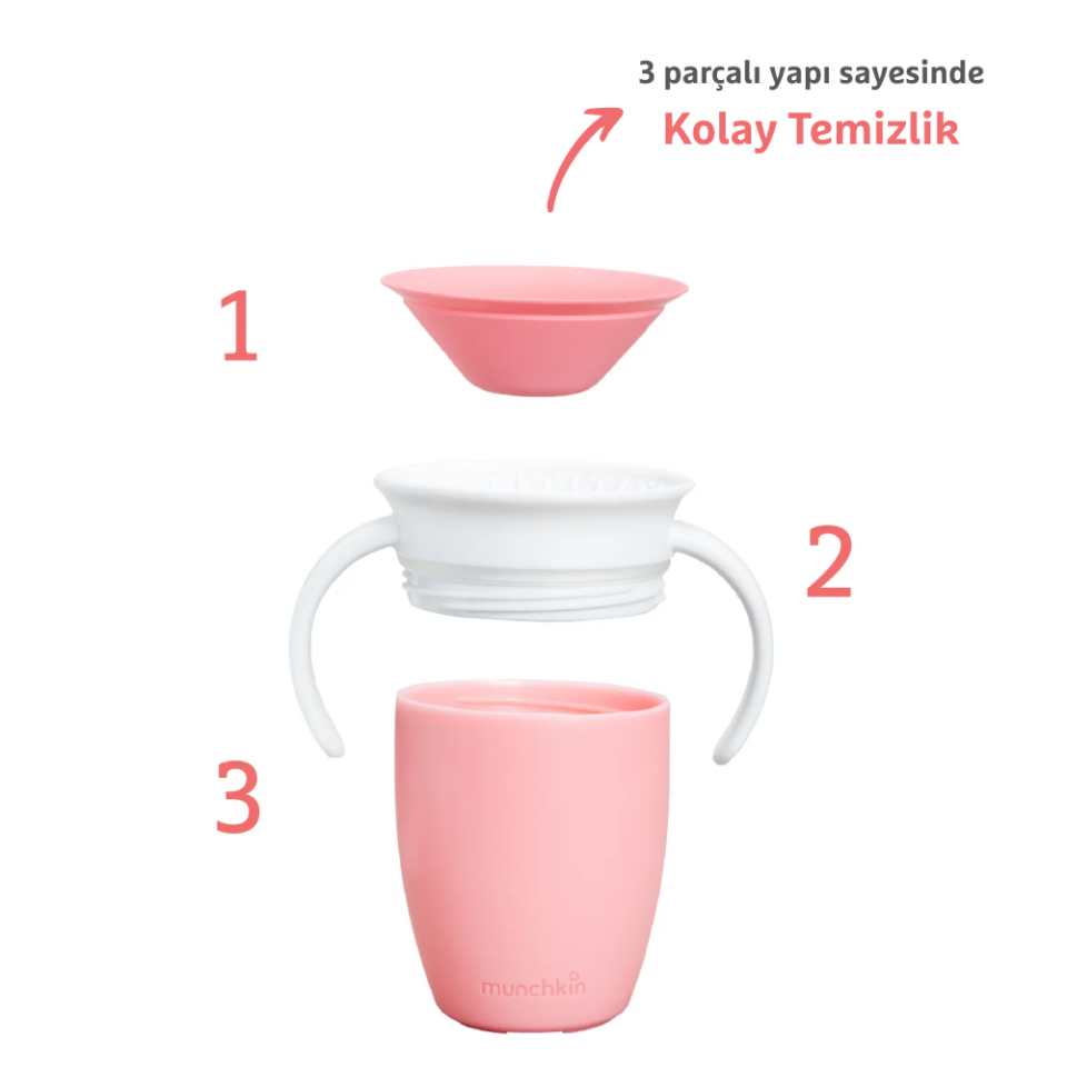 Munchkin Mucize  360° Alıştırma Bardağı 6ay+, 207ml, Pembe, 1 Adet