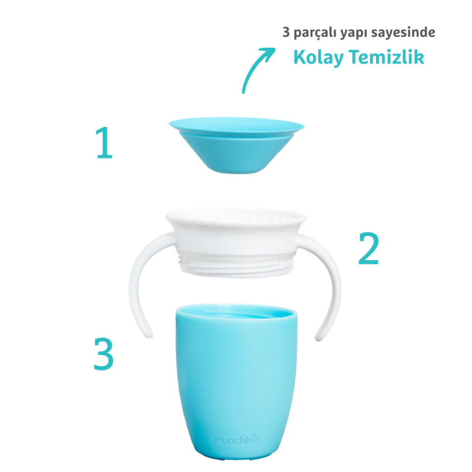 Munchkin Mucize  360° Alıştırma Bardağı, 6ay+, 207ml, Mavi, 1 Adet