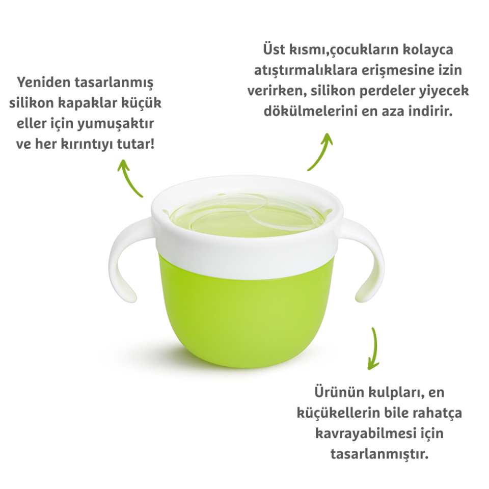 Munchkin Dökülmeyi Önleyen Atıştırmalık Kabı, 266ml, 12ay , Yeşil, 1 Adet