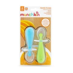 Munchkin Yumuşak Uçlu Alıştırma Kaşıkları – 6 Ay+, 2’li Set, Mavi/Yeşil, BPA İçermez, Masaya Değmeyen Özel Tasarım