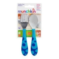 Munchkin Ergonomik ve Eğitici 2'li Çatal ve Kaşık Seti | Mavi | 12 Ay+ | BPA İçermez