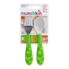Munchkin Ergonomik ve Eğitici 2'li Çatal ve Kaşık Seti | Yeşil | 12 Ay+ | BPA İçermez