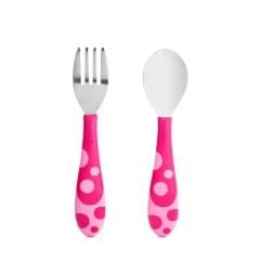 Munchkin Ergonomik ve Eğitici 2'li Çatal ve Kaşık Seti | Pembe| 12 Ay+ | BPA İçermez