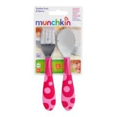 Munchkin Ergonomik ve Eğitici 2'li Çatal ve Kaşık Seti | Pembe| 12 Ay+ | BPA İçermez