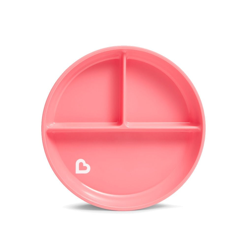 Munchkin Sabit Vakumlu Beslenme Tabağı | 6 Ay+, 3 Bölmeli, BPA İçermez, Pembe– 1 Adet