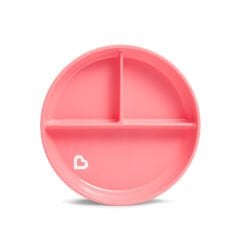 Munchkin Sabit Vakumlu Beslenme Tabağı | 6 Ay+, 3 Bölmeli, BPA İçermez, Pembe– 1 Adet