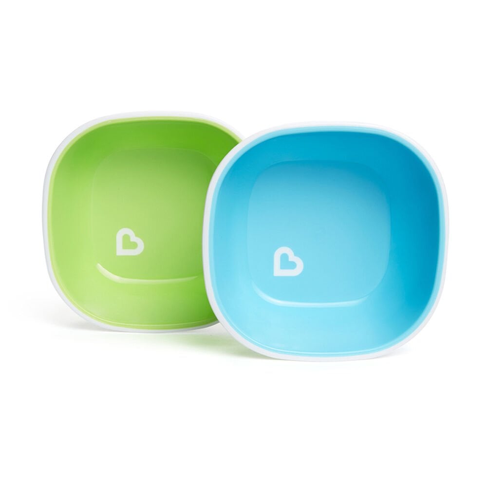 Munchkin Sıçramayı Engelleyen Kase Seti | 6 Ay+ | 2 Adet | Yeşil/Mavi | Kaymaz Taban | BPA İçermez