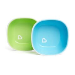 Munchkin Sıçramayı Engelleyen Kase Seti | 6 Ay+ | 2 Adet | Yeşil/Mavi | Kaymaz Taban | BPA İçermez