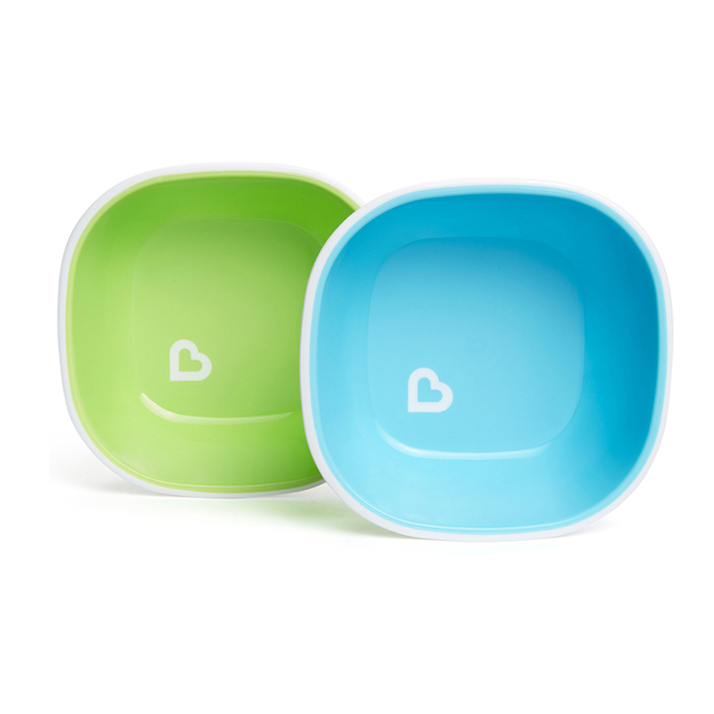 Munchkin Sıçramayı Engelleyen Kase Seti | 6 Ay+ | 2 Adet | Yeşil/Mavi | Kaymaz Taban | BPA İçermez