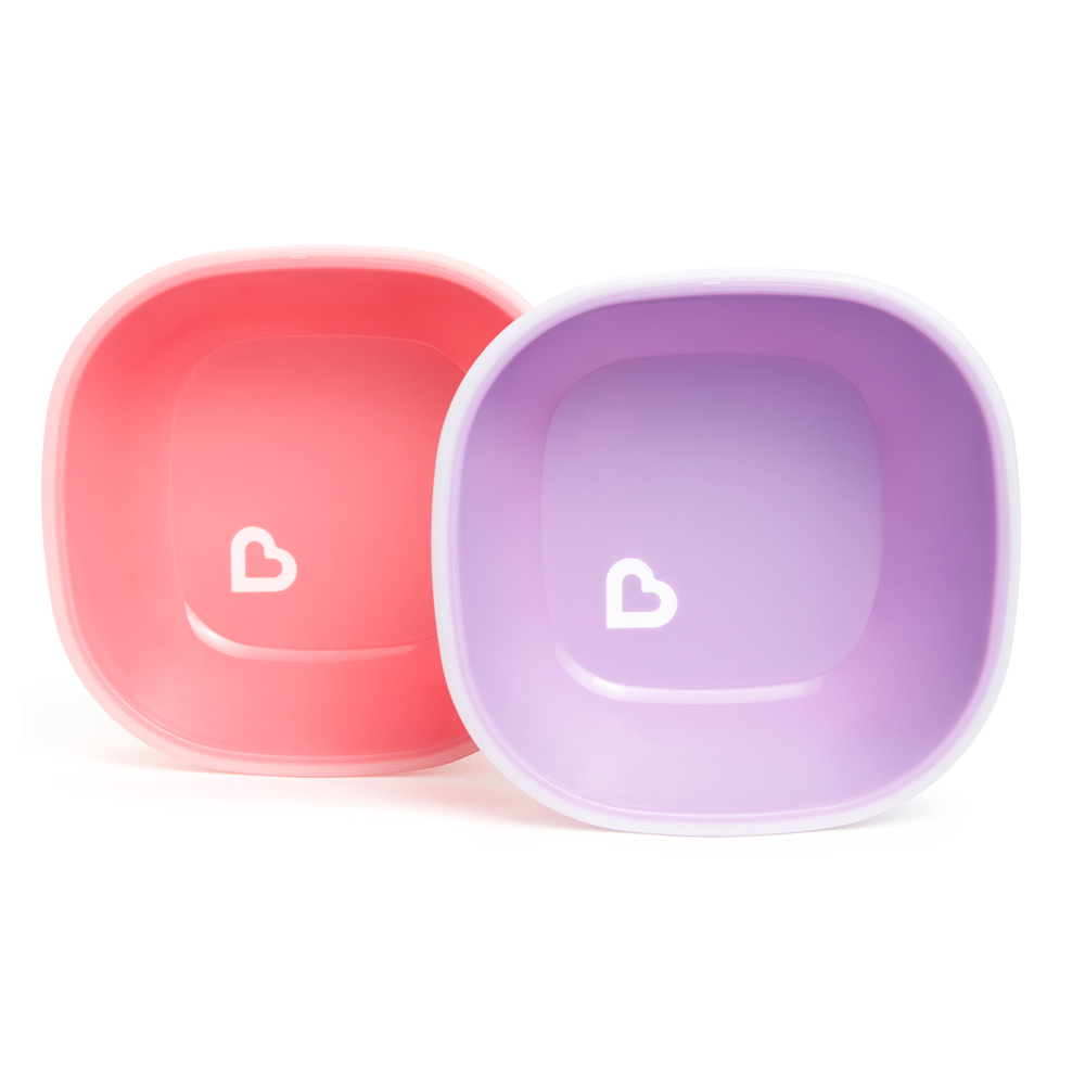 Munchkin Sıçramayı Engelleyen Kase Seti | 6 Ay+ | 2 Adet | Pembe/Mor | Kaymaz Taban | BPA İçermez