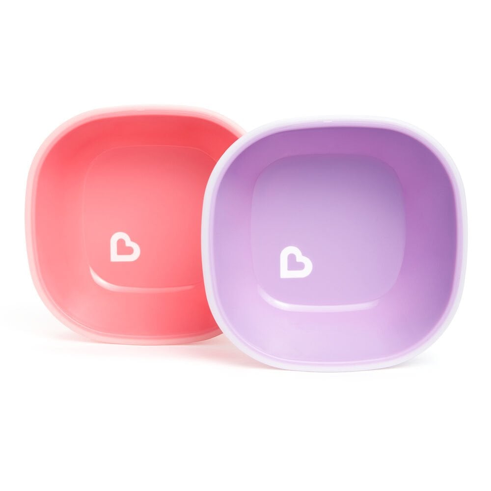 Munchkin Sıçramayı Engelleyen Kase Seti | 6 Ay+ | 2 Adet | Pembe/Mor | Kaymaz Taban | BPA İçermez