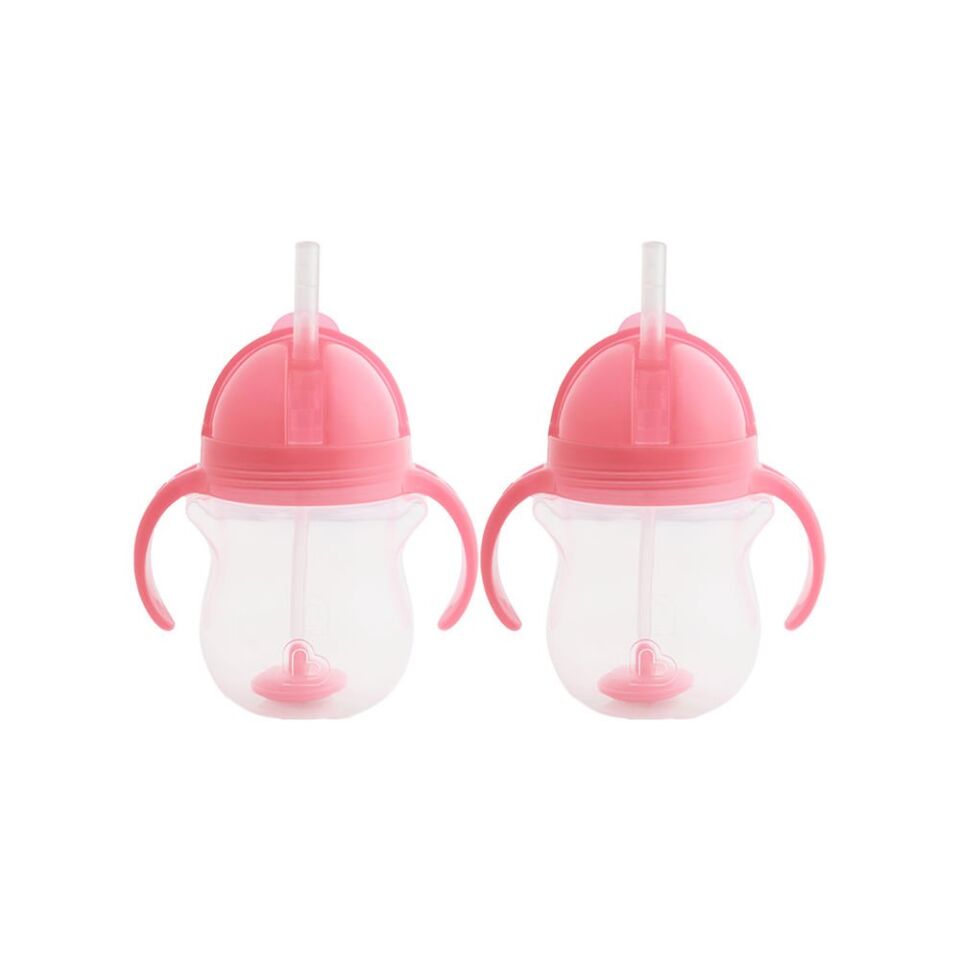 Munchkin Tıklama Kilitli Uçlu Pipetli Alıştırma Bardağı, 6ay+, 207ml, Pembe, 2li Paket 1248201-P2