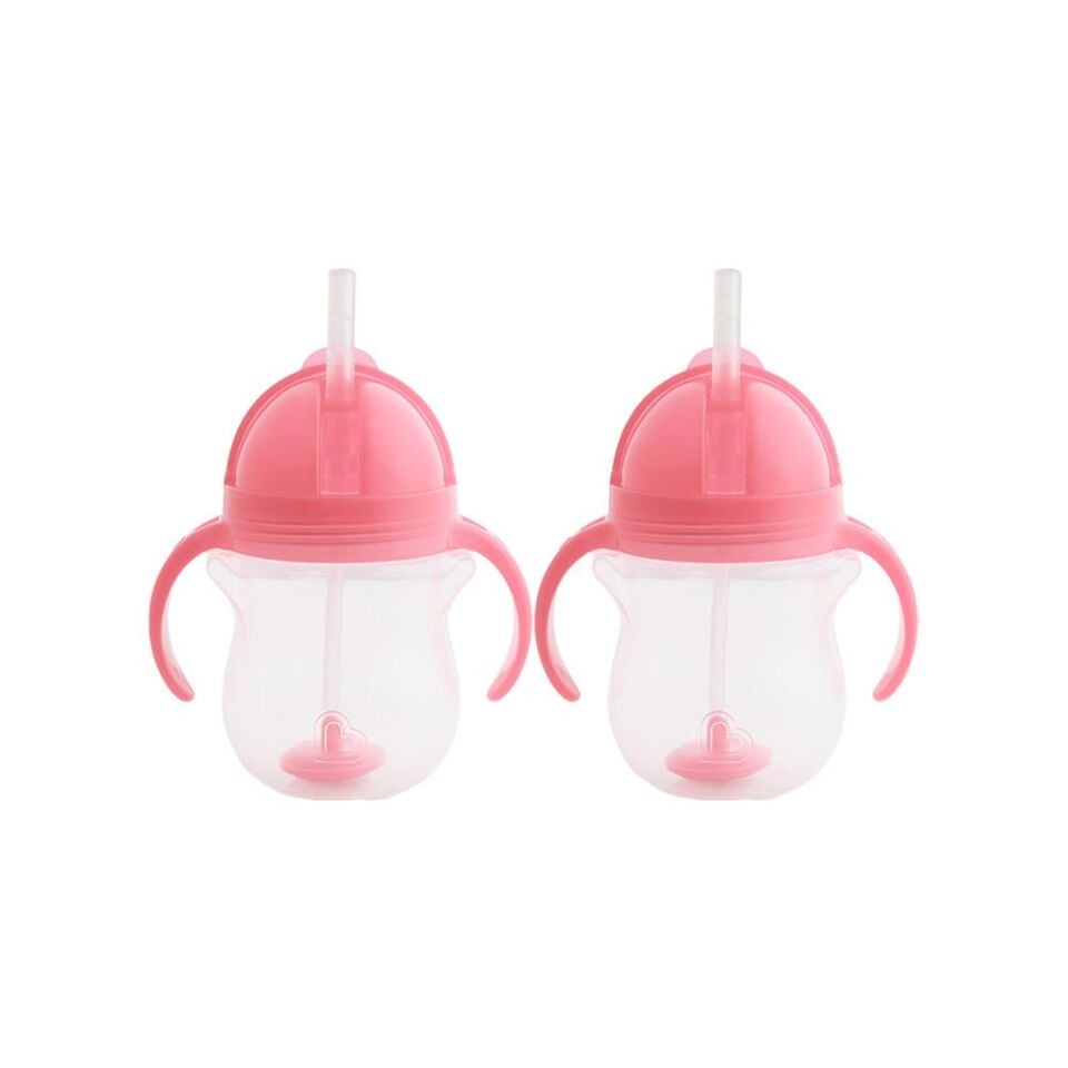 Munchkin Tıklama Kilitli Uçlu Pipetli Alıştırma Bardağı, 6ay+, 207ml, Pembe, 2li Paket 1248201-P2
