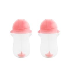 Munchkin Tıklama Kilitli Uçlu Pipetli Alıştırma Bardağı, 12ay+, 296ml, Pembe, 2li Paket 12462-P2