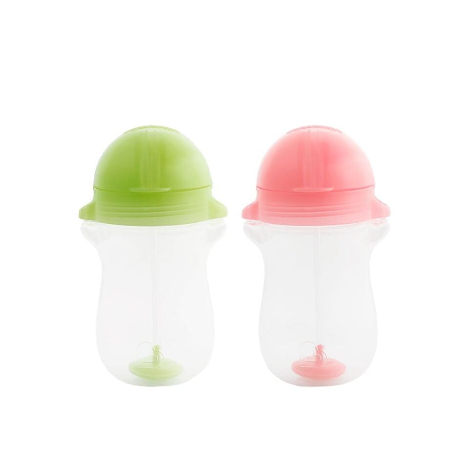 Munchkin Tıklama Kilitli Uçlu Pipetli Alıştırma Bardağı, 12AY+, 296ML, Yeşil & Pembe, 2li Paket