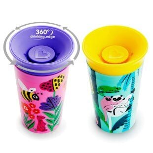 Munchkin Mucize 360° Wildlove Alıştırma Bardağı 266 ml, 12+ ay, Lemur&Arı 2'li Paket