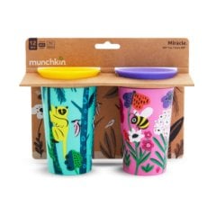 Munchkin Mucize 360° Wildlove Alıştırma Bardağı 266 ml, 12+ ay, Lemur&Arı 2'li Paket