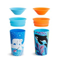 Munchkin Mucize 360° Wildlove Alıştırma Bardağı 266 ml, 12+ ay, Kutup Ayısı&Balina 2'li Paket