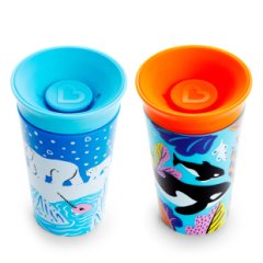 Munchkin Mucize 360° Wildlove Alıştırma Bardağı 266 ml, 12+ ay, Kutup Ayısı&Balina 2'li Paket