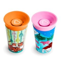 Munchkin Mucize 360° Wildlove Alıştırma Bardağı 266 ml, 12+ ay, Gergedan&Kaplan 2'li Paket