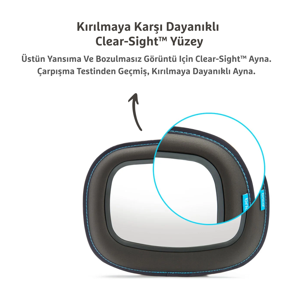 Munchkin Mega Brica Bebek Araba Aynası | Gri | 32,5 x 25,5 cm | 1 Adet | Geniş Görüş