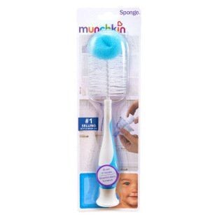 Munchkin Bristle Sünger Uçlu Bebek Biberon,Bardak ve Şişe  Temizleme Fırçası 1 adet-Mavi