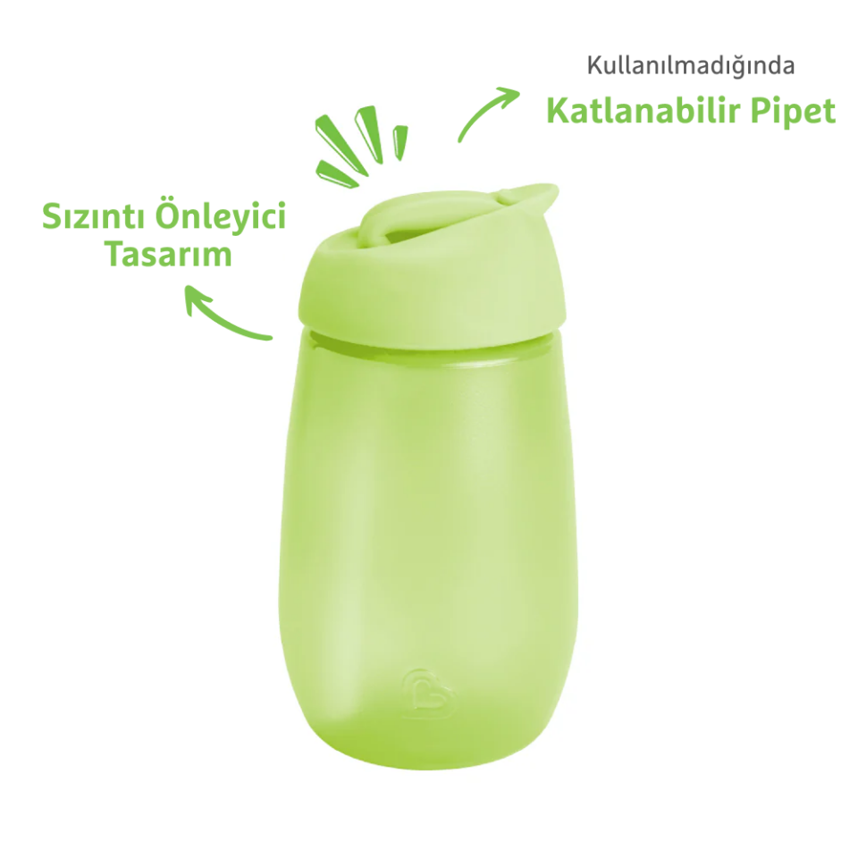 Munchkin Simple Clean Yıkanabilir  Pipetli Alıştırma Bardağı | 296 ml | 12 Ay+ | Yeşil | BPA İçermez