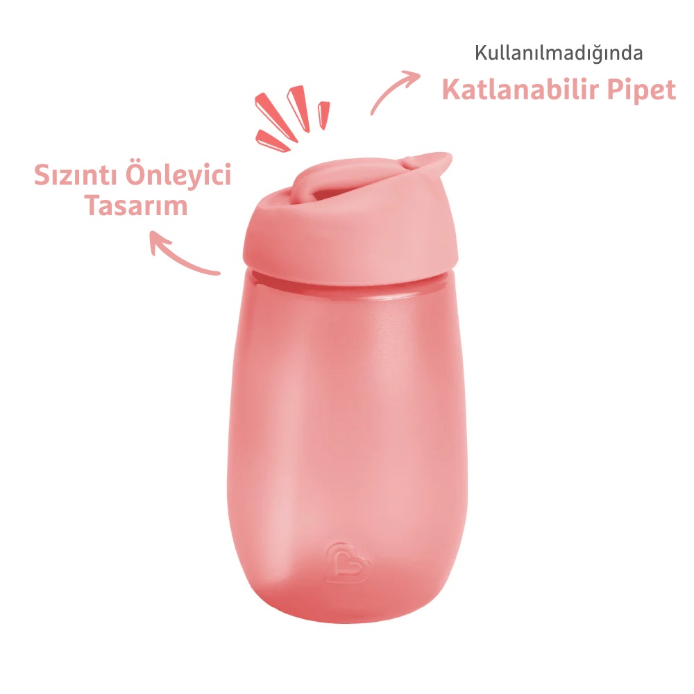 Munchkin Simple Clean Yıkanabilir  Pipetli Alıştırma Bardağı | 296 ml | 12 Ay+ | Pembe| BPA İçermez