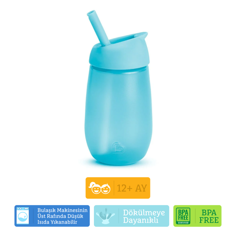 Munchkin Simple Clean Yıkanabilir  Pipetli Alıştırma Bardağı | 296 ml | 12 Ay+ | Mavi | BPA İçermez