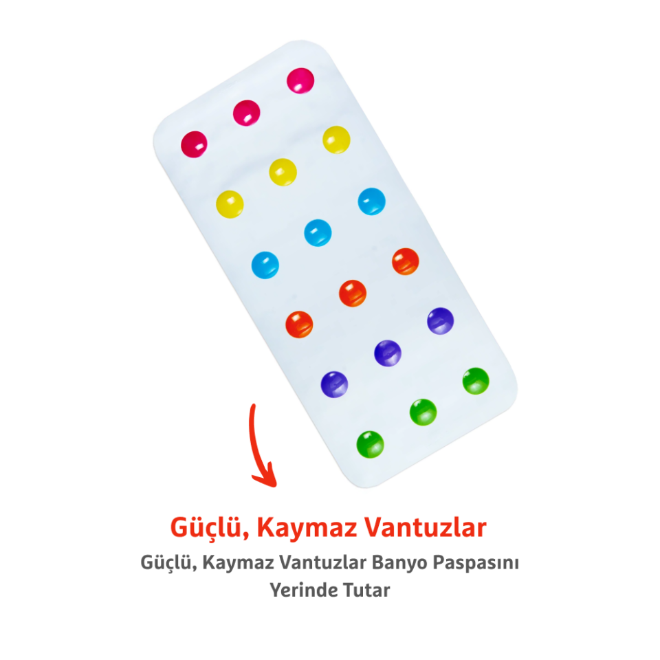 Munchkin Renkli Noktalı Banyo Matı | Kaymaz | 77x36 cm | Bebek ve Çocuk İçin | 1 Adet