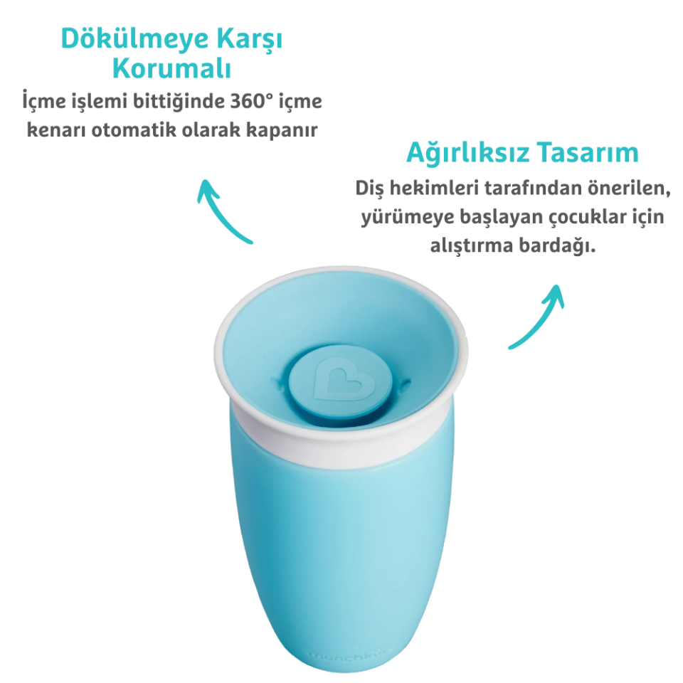 Munchkin Mucize 360° Alıştırma Bardağı, 12ay+, 296ml Mavi