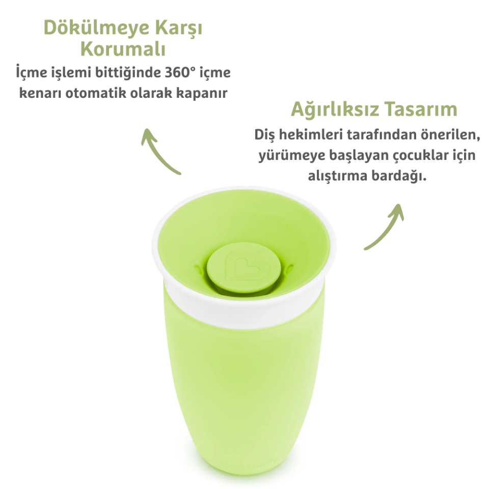 Munchkin Mucize 360° Alıştırma Bardağı, 12ay+, 296ml Yeşil