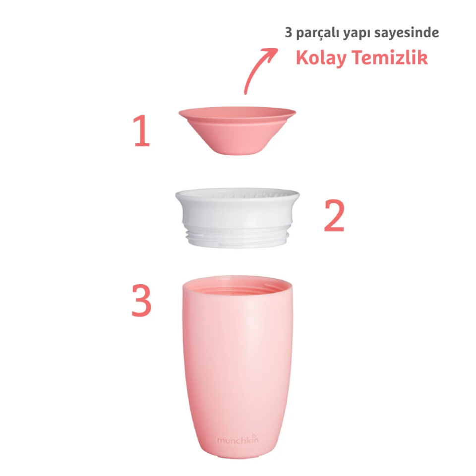 Munchkin Mucize 360° Alıştırma Bardağı, 12ay+, 296ml Pembe