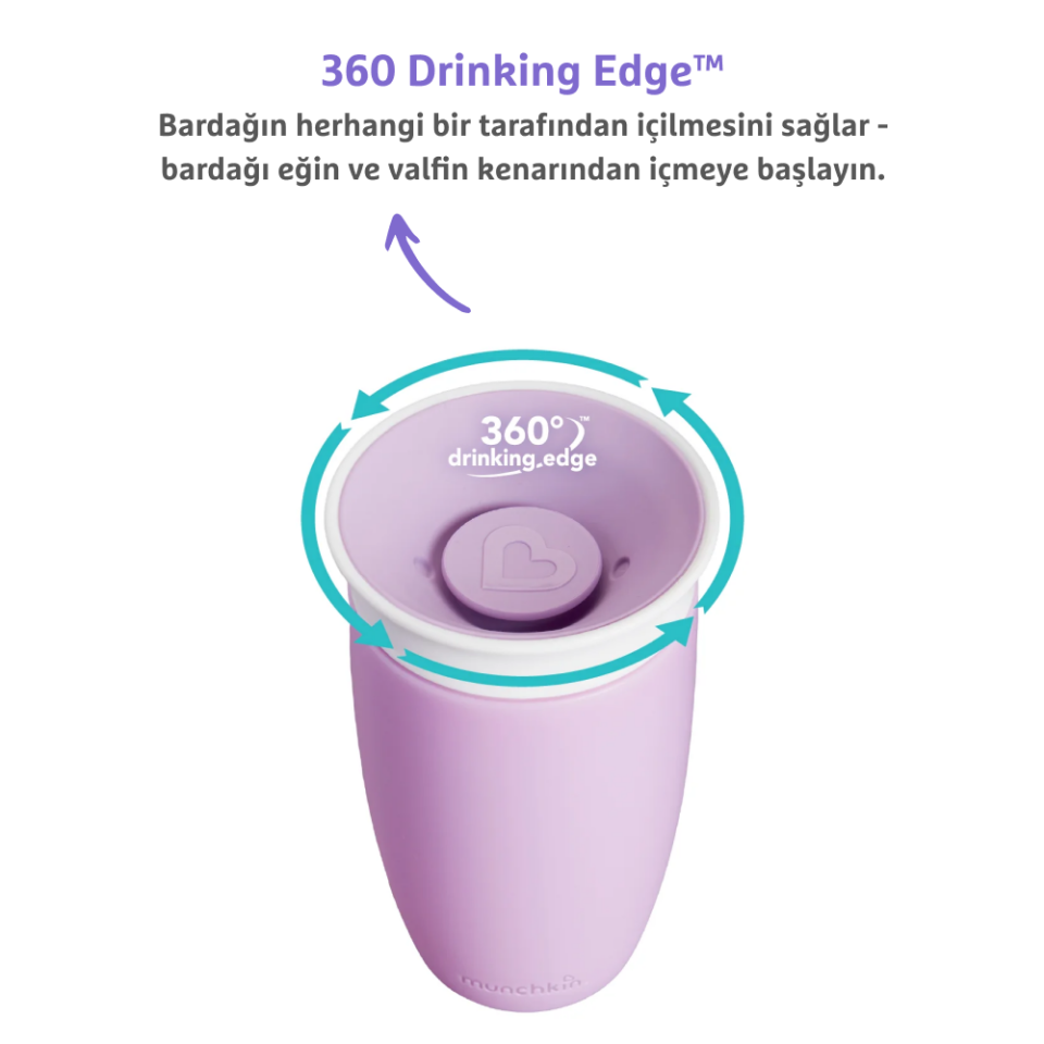 Munchkin Mucize 360° Alıştırma Bardağı, 12ay+, 296ml Mor