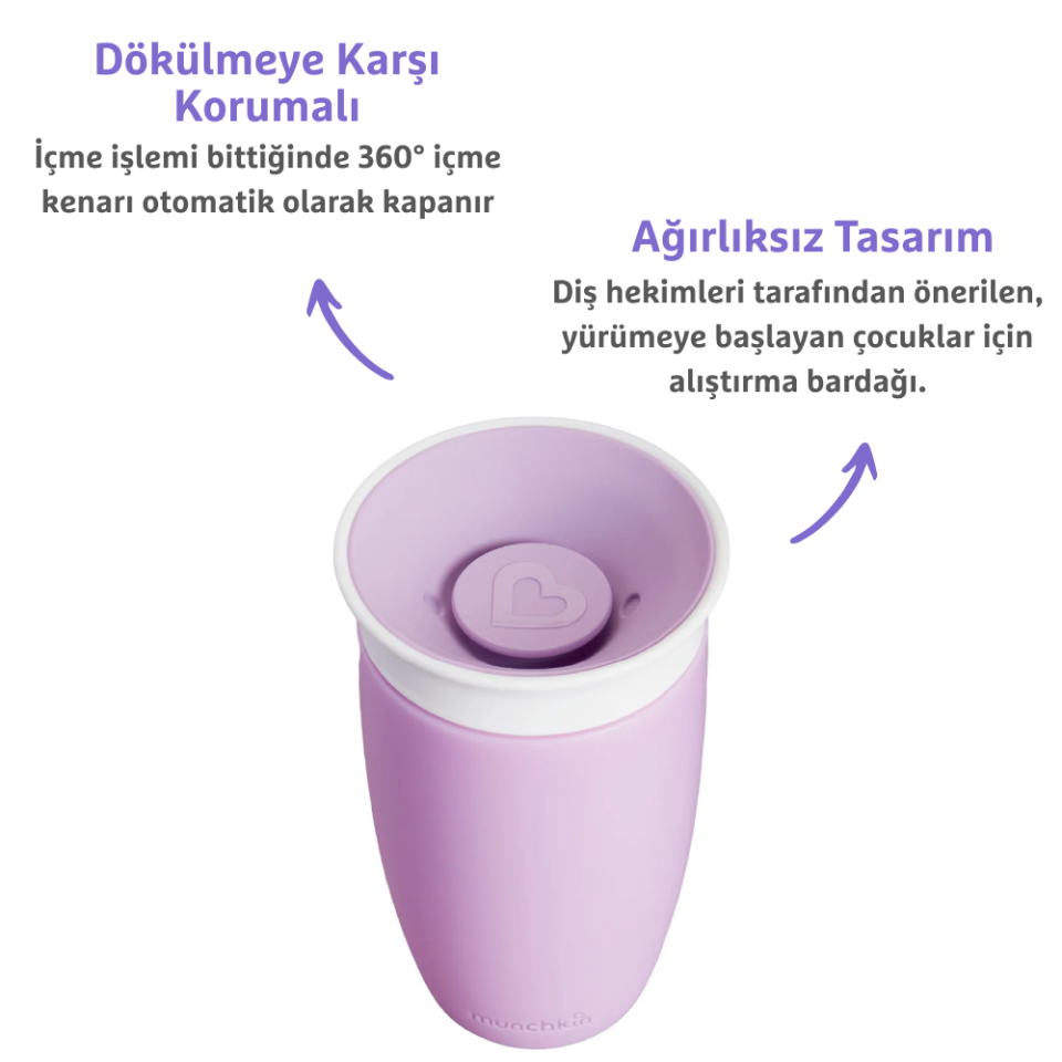 Munchkin Mucize 360° Alıştırma Bardağı, 12ay+, 296ml Mor