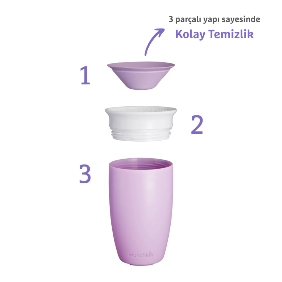 Munchkin Mucize 360° Alıştırma Bardağı, 12ay+, 296ml Mor