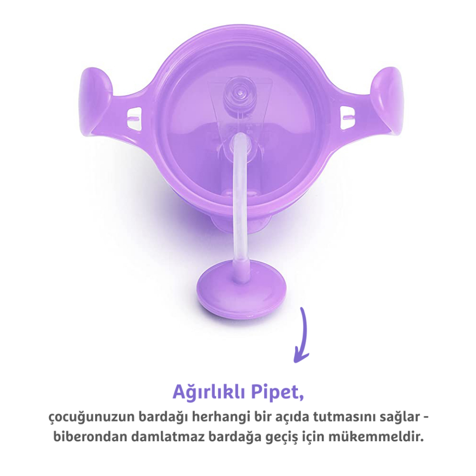 Munchkin Tıklama Kilitli  Uçlu Pipetli Alıştırma Bardağı,  6ay+207ml Mor