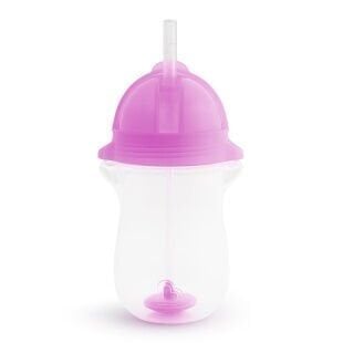 Munchkin Tıklama Kilitli Uçlu Pipetli Alıştırma Bardağı, 12ay+, 296ml, Mor, 1 Adet