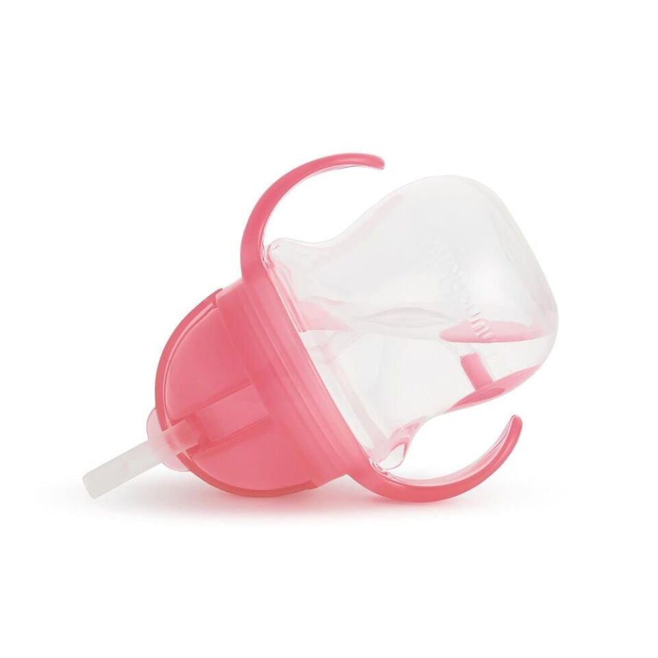 Sabit Vakumlu Beslenme Tabağı &Tıklama Uçlu  Pipetli Alıştırma Bardağı 6AY+ PEMBE&PEMBE  2'li Paket